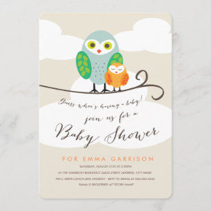 Gepunktete Owls Kinderdusche Einladung