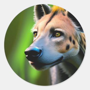 Gepunktete Stalking Hyena, die seine Beute beobach Runder Aufkleber