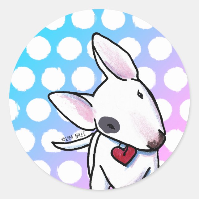 Gepunkteter Bull Terrier Classic Round Sticker (Vorderseite)