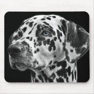 Gepunkteter Dalmatiner Hunde Foto Schwarz/Weiß Mousepad