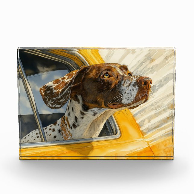 Gepunkteter Hund auf Autofahrten Kunstdrucken Fotoblock (Vorderseite)