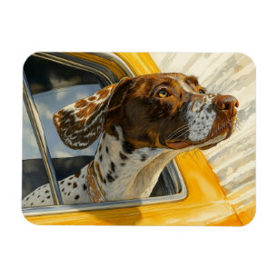 Gepunkteter Hund auf Autofahrten Kunstdrucken Magnet