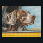 Gepunkteter Hund auf einem Auto Abenteuer Kunst Puzzle<br><div class="desc">Mit einem gepunkteten Hund,  der aus einem gelben Autofenster blickt,  erweckt dieser Kunstdruck ein Gefühl von Neugier und Abenteuer. Mit seinen warmen Tönen und den lebendigen Details ist dieses Stück perfekt für jeden Hundefreund,  der eine Touch von Aufregung in seinem Raum suchen.</div>