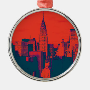 Gepunkteter roter Retro-Style-Pop-Art-New-York-Cit Ornament Aus Metall