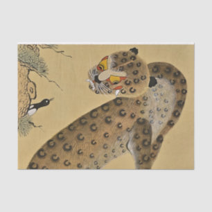 Gepunkteter Tiger Minhwa mit Elster Seidenpapier