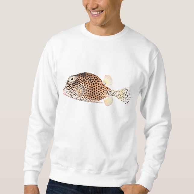 Gepunkteter Trunkfish-Vintager Fisch-Druck Sweatshirt (Vorderseite)