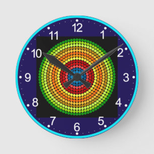 Gepunktetes abstraktes Mandala-Kunstdesign-65904 Runde Wanduhr