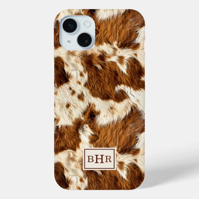 Gepunktetes braunes Rindsleder mit Monogramm Case-Mate iPhone Hülle (Rückseite)