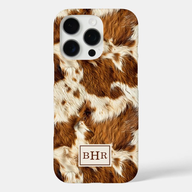 Gepunktetes braunes Rindsleder mit Monogramm Case-Mate iPhone Hülle (Rückseite)