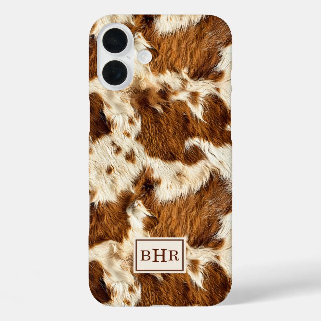 Gepunktetes braunes Rindsleder mit Monogramm Case-Mate iPhone Hülle (Rückseite)