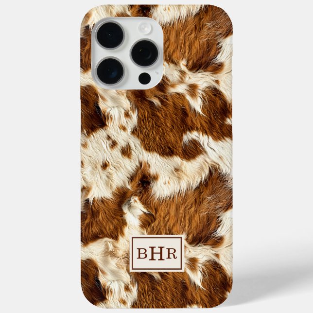 Gepunktetes braunes Rindsleder mit Monogramm Case-Mate iPhone Hülle (Rückseite)