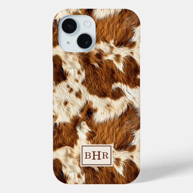Gepunktetes braunes Rindsleder mit Monogramm Case-Mate iPhone Hülle (Rückseite)