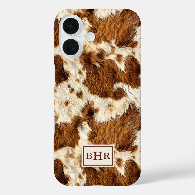 Gepunktetes braunes Rindsleder mit Monogramm Case-Mate iPhone Hülle (Rückseite)