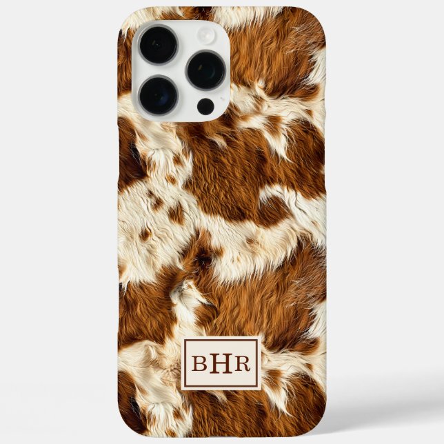 Gepunktetes braunes Rindsleder mit Monogramm Case-Mate iPhone Hülle (Rückseite)