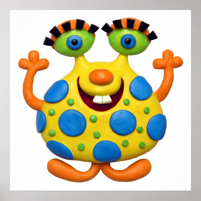 Gepunktetes Gelbes Monster Baby Boy Dusche Kinderz Poster (Vorne)