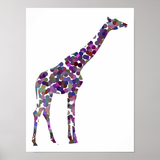 Gepunktetes Giraffenplakat in mehreren Farben Poster (Vorne)