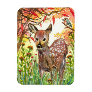 Gepunktetes Hirsch und kleiner Vogel Magnet