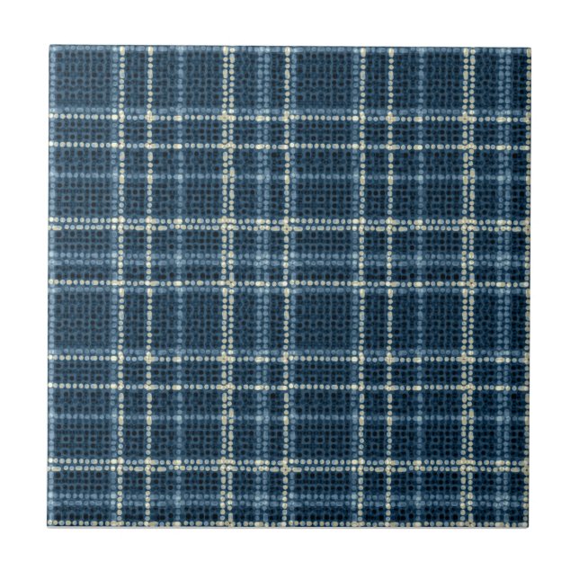 Gepunktetes kariertes Muster. grau-blau. Fliese (Vorderseite)