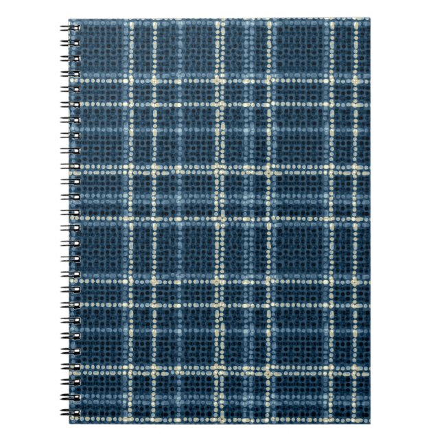 Gepunktetes kariertes Muster. grau-blau. Notizblock (Vorderseite)