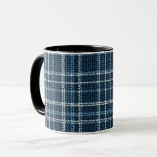 Gepunktetes kariertes Muster. grau-blau. Tasse