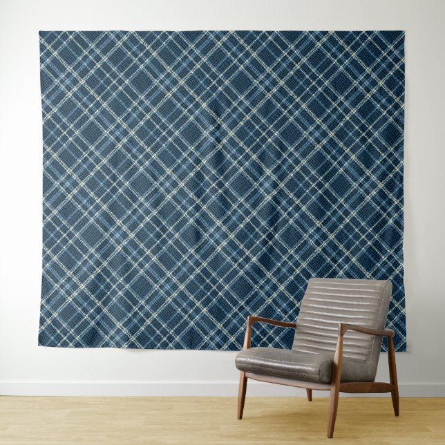 Gepunktetes Karomuster. Grau-Blau. Wandteppich (Beispiel (Horizontal))