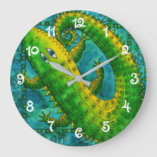 Gepunktetes Krokodil Große Wanduhr