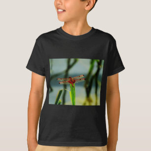 Gepunktetes Rotes und Schwarzes Dragonfly T-Shirt