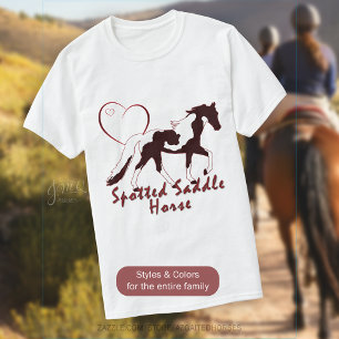 Gepunktetes Sattelpferd Silhouette Herzstück Reite T-Shirt