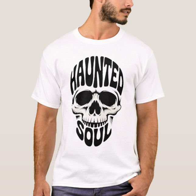 Gequälte Seele Schädel-Typografie T-Shirt (Vorderseite)