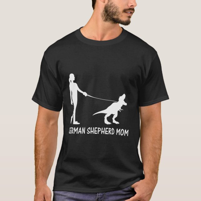 Ger Shepherd Mama Dinosaur Gsd Eigentümer Trex Mut T-Shirt (Vorderseite)