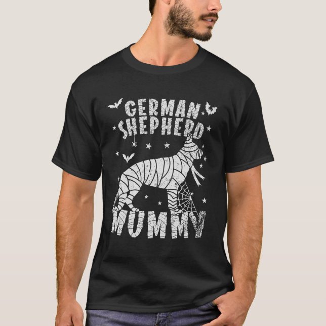 Ger Shepherd Mummy Halloween T-Shirt (Vorderseite)