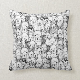 gerade Alpakas Schwarz-weiß Kissen