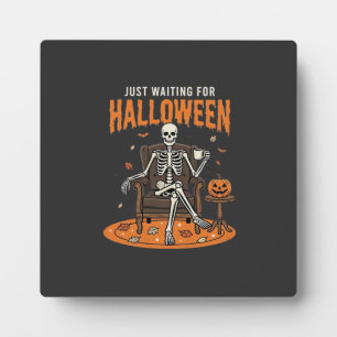 Gerade auf Halloween wartendes Skelett-Design_1 Fotoplatte