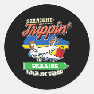 Gerade auf Trip nach Ukraine mit meiner Stammesfam Runder Aufkleber