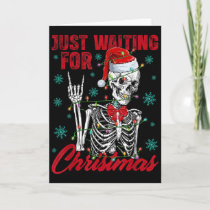 Gerade auf Weihnachten wartendes Skelett Rock Hand Karte