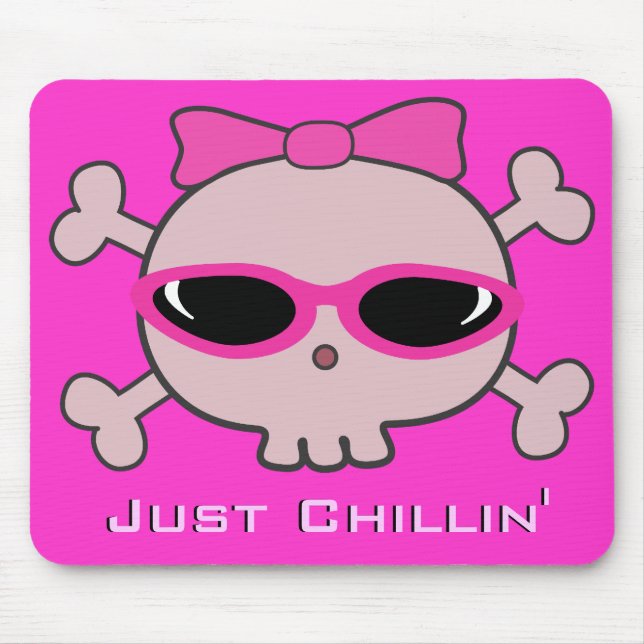Gerade Chillin rosa Cartoon-Schädel mit Mousepad (Vorne)