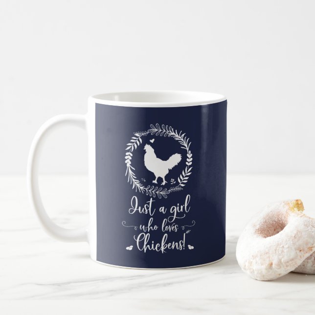 Gerade ein Mädchen das Liebe-Huhn-Silhouette Kaffeetasse (Mit Donut)