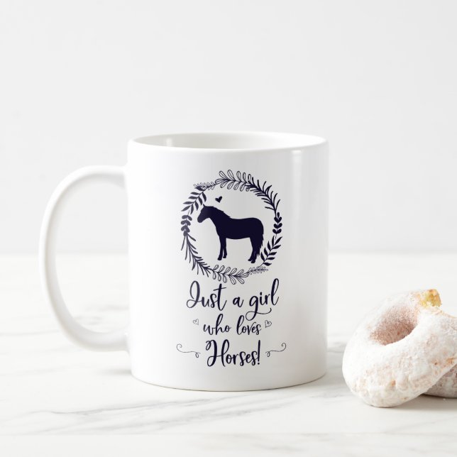 Gerade ein Mädchen das Liebe-PferdeSilhouette Kaffeetasse (Mit Donut)