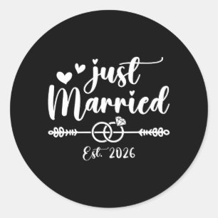 Gerade erst 2026 Braut Bräutigam Hochzeit Verlobun Runder Aufkleber