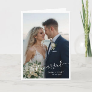Gerade erst geheiratet Hochzeit gefaltete Fotoankü Einladung