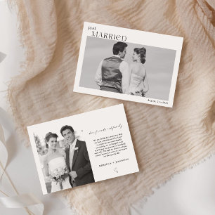 Gerade erst Heiraten Moderne Schwarz-Weiß-Foto Ankündigung