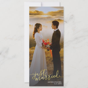 Gerade erst Heiratsanzeige Gold Typ Foto Hochzeit Einladung