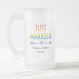 Gerade erst verheiratet I - LGBTQ-Hochzeit Mattglas Bierglas