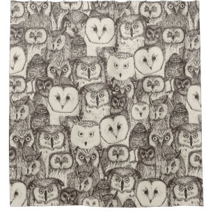 gerade Eulen natürlich Duschvorhang
