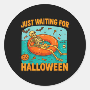 Gerade für Halloween Funny Skelett Floating Gewart Runder Aufkleber
