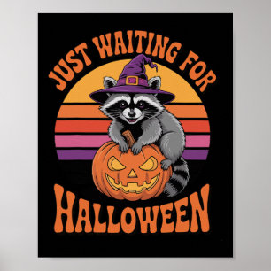 Gerade für Halloween Raccoon Pumpkin Hexe H Gewart Poster