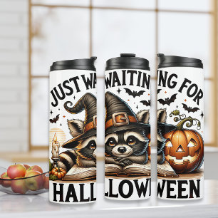 Gerade für Halloween Raccoon Salem Hexe gewartet Thermosbecher