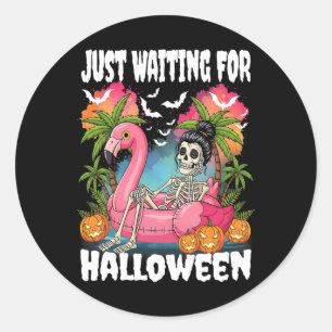 Gerade für Halloween Skeleton Spooky Summer Gewart Runder Aufkleber