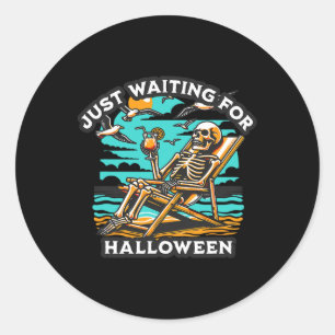 Gerade für Halloween Spooky Skeleton Summer Gewart Runder Aufkleber