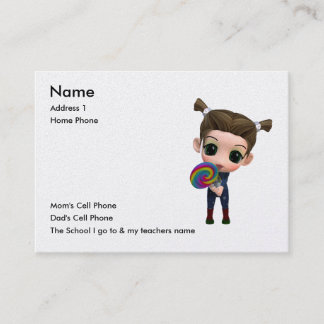 Gerade für Kinder Telefonnummerkarte